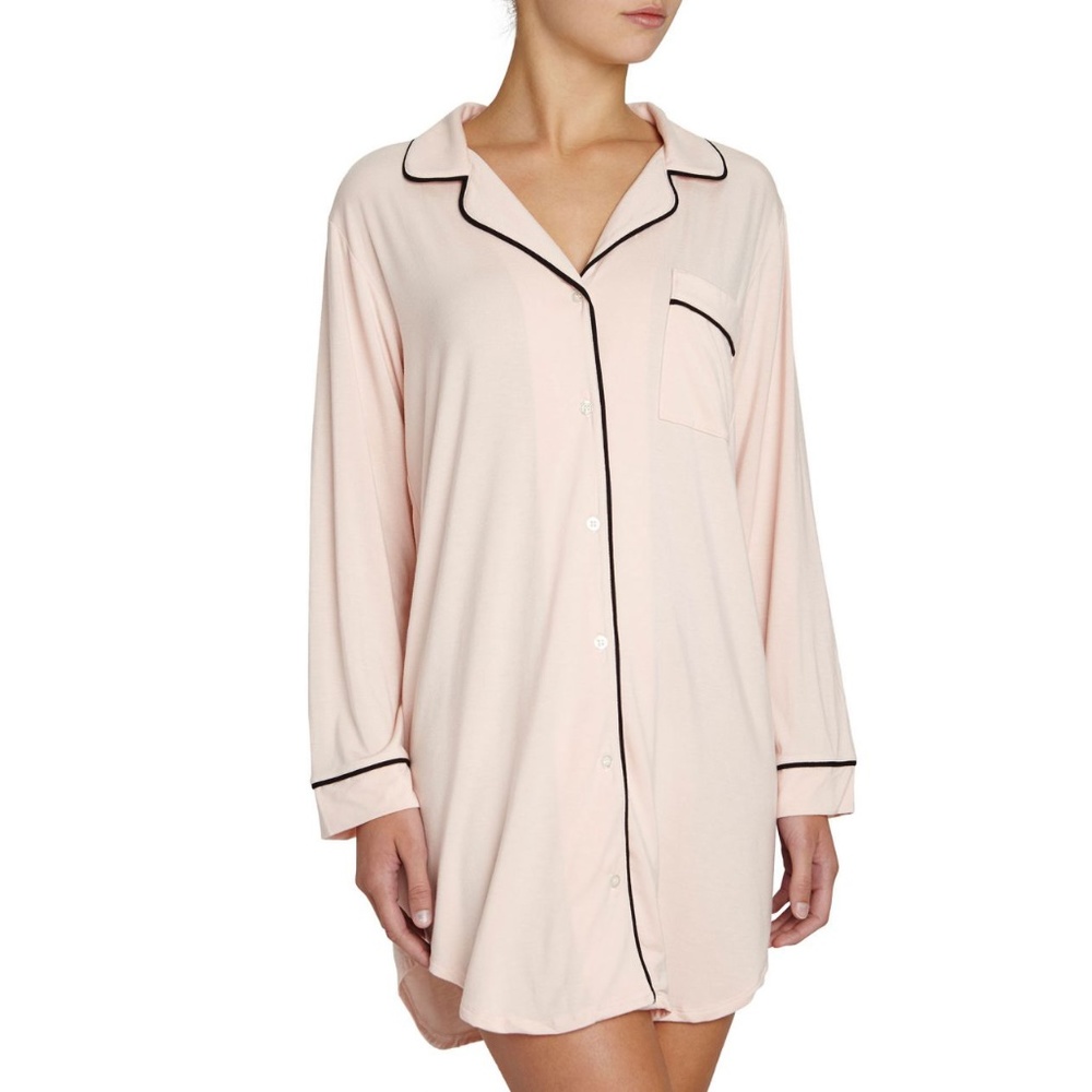 Eberjey Gisele Sleep Shirt Sorbet Pink/Black M